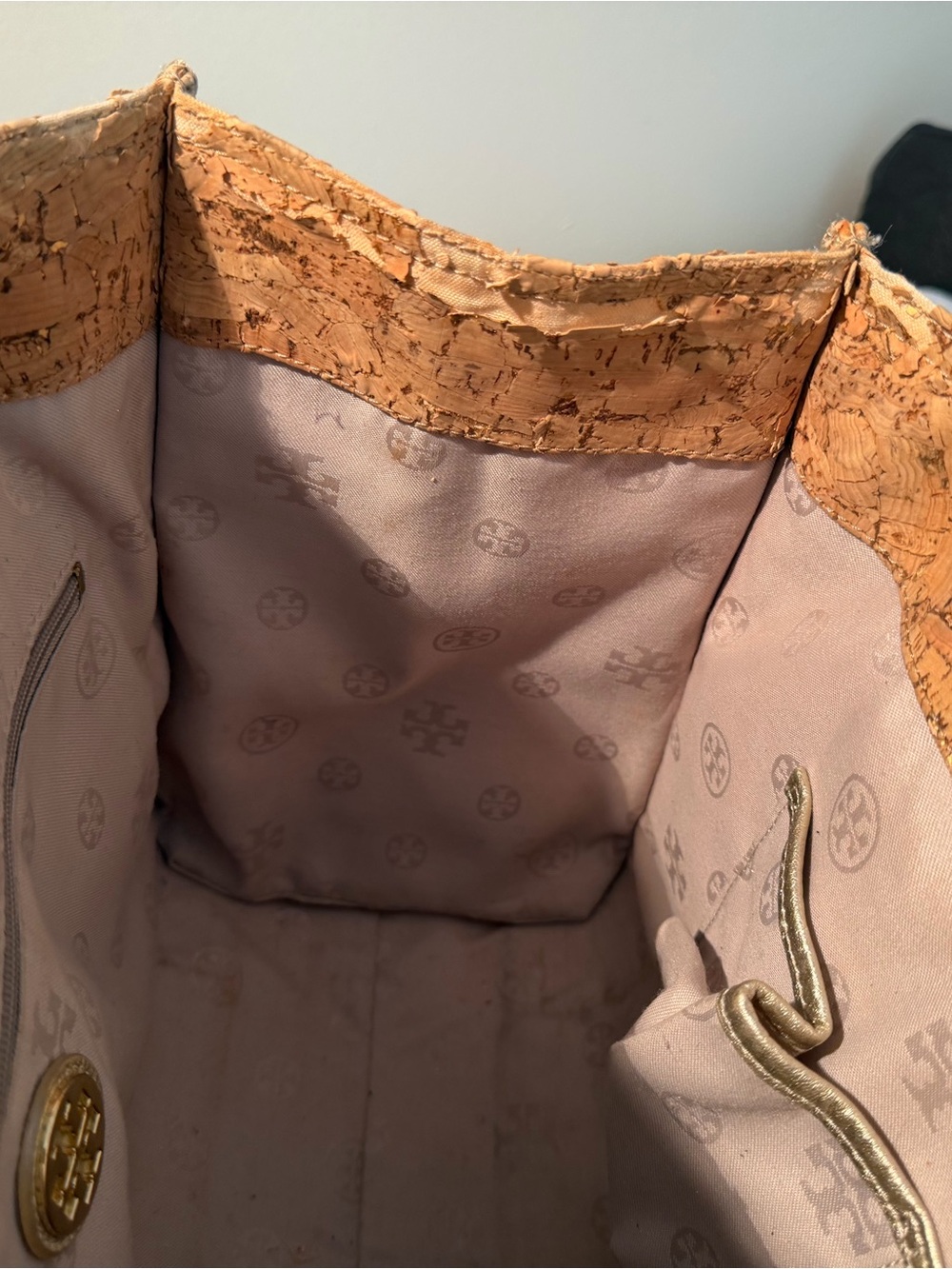 Tory Burch Cork Tote with Gold Metallic Trim - Picture 4 of 12